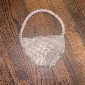 Elegant Silver Beaded Women's Bag